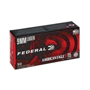 eral American Eagle Full Metal Jacket 9mm 115 Gr 50 Round Box Ammo