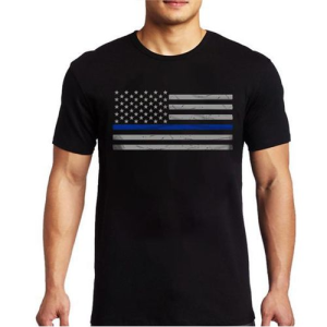 Thin Blue Men's Short Sleeve Classic Shirt Large - Blue Line