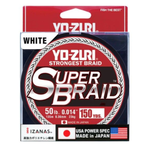 Yo-Zuri SuperBraid Fishing Line, White, 50lb Break Strength, 150 Yards - Yo-Zuri