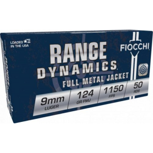 cchi Range Dynamics 9mm 124gr Full Metal Jacket 50 Round Box Ammo