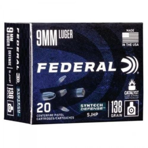 eral Syntech Defense 9mm 138 GR Segmented Jacketed Hollow Point (SJHP) 20 Box Ammo