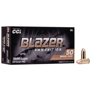  Blazer Brass 9mm 124gr FUll Metal Jacket 50 Round Box Ammo