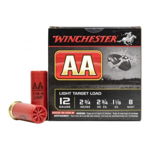 chester AA Light Target Lead Shot 12 Gauge 8 Shot 25 Round Box Ammo