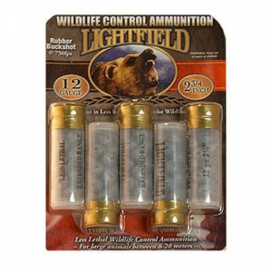 htfield Wildlife Control Rubber Buckshot Less Lethal 12 Gauge 2 3/4 5 Round Box Ammo