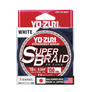 Yo-Zuri SuperBraid Fishing Line, White, 20lb Break Strength, 150 Yards - Yo-Zuri