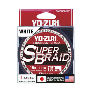 Yo-Zuri SuperBraid Fishing Line, White, 15lb Break Strength, 150 Yards - Yo-Zuri