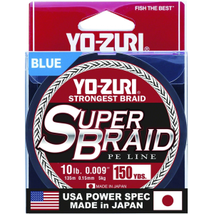 Yo-Zuri SuperBraid Fishing Line, Blue, 10lb Break Strength, 150 Yards - Yo-Zuri