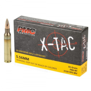  X-TAC Full Metal Jacket Boat Tail 5.56 NATO 55gr 20 Round Box Ammo