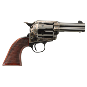 Taylors & Company 556217DE Short Stroke Runnin Iron Deluxe 45 Colt (LC) Caliber with 3.50 in Blued Finish Barrel, 6rd Capacity Blued Finish Cylinder, Color Case Hardened Finish Steel Frame, Checkered Walnut Grip & Overall Taylor Polish , Revolver
