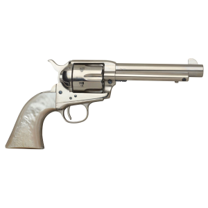 Taylors & Company 555113 1873 Cattleman 45 Colt (LC) Caliber with 5.50 in Barrel, 6rd Capacity Cylinder, Overall Nickel-Plated Finish Steel & Mother of Pearl Grip , Revolver