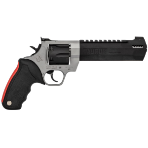Taurus 2440065RH Raging Hunter 44 Rem Mag 6rd 6.75in Matte Black Oxide Cylinder  Barrel Matte Stainless Steel Frame Black Rubber with Integrated Red Cushion Insert Grip