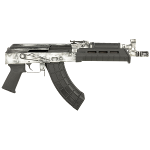 Century HG7673N Draco 7.62x39mm 30+1 6.25 Black Threaded Barrel, Black Magpul AK Handguard, Distressed White Cerakote Steel Receiver, Black Poly Grip, Right Hand, Tactical Pistol