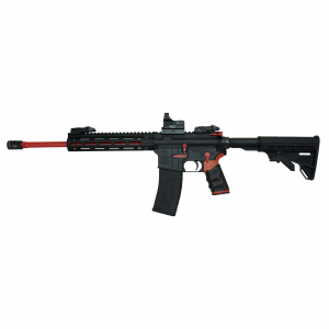 Tippmann M4-22 Redline, Semi-auto Rifle, AR-15 Style, 22 LR, 16 in Barrel, Red, Composite MLOK Finish, Matte Finish, Black, Red Accents, M4 Collapsible Stock, TandemKross Hive Grip, Front/Rear Flip Si - Tippmann Arms Company