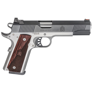 Springfield Armory PX9121L 1911 Ronin 10mm Auto 8+1, 5 in Stainless Match Grade Steel Barrel, Blued Serrated Carbon Steel Slide, Stainless Steel Steel Frame w/Beavertail, Crossed Cannon Wood Grip, Pistol