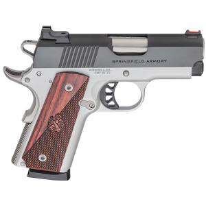 Springfield Armory PX9123L 1911 Ronin EMP 9mm Luger 9+1 3 in Stainless Match Grade Bull Steel Barrel, Blued Serrated Carbon Steel Slide, Satin Cerakote Aluminum Frame w/Beavertail, Textured Wood Grip, Pistol