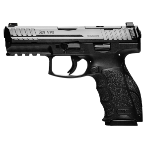 H&K 81000733 VP9B 9mm Luger 17+1 4.09 in Polygonal, Rifled Barrel, Black Optic Ready/Serrated Slide & Polymer Frame w/Picatinny Rail & Push Button Mag Release, Night Sights, Black Finger Grooved Polymer Grips, Pistol