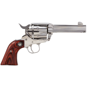 RUGER 5109 Vaquero Medium Frame 357 Mag/38 Special 6rd 4.62 In High Gloss Stainless Steel Barrel, Cylinder & Frame, Hardwood Grip, Transfer Bar Safety, Exposed Hammer , Revolver