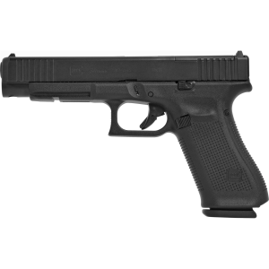 Glock 34 Gen5 MOS, Striker Fired, Semi-automatic, Polymer Frame Pistol, Long Slide, 9MM, 5.31 in Barrel, nDLC Finish, Black, Fixed Sights, 17 Rounds, 2 Magazines, Right Hand G34517MOSAUT
