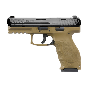 HK VP9 OR, Striker Fired, Semi-auto, Polymer Frame Pistol, Full Size, 9MM, 4.09 in Barrel, Matte Finish, Flat Dark Earth Frame and Black Slide, 3 Dot Sights, Optics Ready, 10 Rounds, 2 Mags 81000609