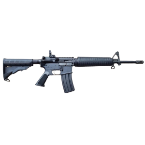 Sons of Liberty Gun Works M4, Semi-automatic Rifle, AR, 223 Remington/556NATO, 16 in Barrel, Mid-length System, Anodized Finish, Black, Mil-spec Collapsible Stock, Mil-spec A2 Grip, Magpul MBUS Rear Sight, Liberty Fighting Trigger, 30 Rounds, 1 Magazine M