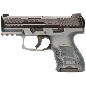 H&K 81000813 VP9SK Sub-Compact 9mm Luger 12+1/15+1 3.39 in Black Polygonal, Rifled Barrel, Black Serrated Slide, Gray Polymer Frame w/Picatinny Rail, Night Sights, Black Finger Grooved Polymer Grips, Pistol