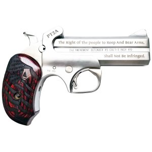 Bond Arms PT2A Protect the 2nd Amendment 38 Special/357 Mag 2rd 4.25 in Engraved Stainless Barrel, Blade Front/Fixed Rear Sights, Extended Engraved Rosewood Grip, Includes BAD Leather Driving, Holster Break-Action, Handgun