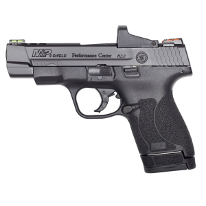 Smith & Wesson 11788 M&P Performance Center Shield M2.0 w/Optic Micro-Compact Frame 9mm Luger 7+1 /8+1, 4 in Black Armornite Ported Stainless Steel Barrel & Serrated Slide, Matte Black Polymer Frame Black, 4 MOA Red Dot, Pistol