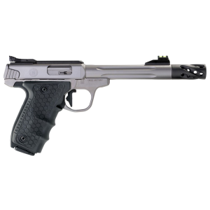 Smith & Wesson 12078 Performance Center SW22 Victory Target Full Size Frame 22 LR 10+1, 6 in Satin Stainless Steel Fluted Target w/Custom Muzzle Brake Barrel, Serrated Slide & Frame, Black Tandemkross Grip, Thumb Safety, Pistol