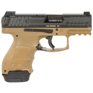 H&K 81000816 VP9SK Sub-Compact 9mm Luger 12+1/15+1 3.39 in Black Polygonal, Rifled Barrel, Black Serrated Slide, FDE Polymer Frame w/Picatinny Rail, Black Finger Grooved Polymer Grips, Pistol