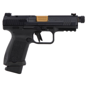 Canik HG4950N TP9 Elite Combat Executive 9mm Luger 15+1/18+1, 4.73 in Gold Plated PVD Fluted/ Match Grade/Threaded Barrel, Black Nitride Optic Ready/Serrated Steel Slide, Black Polymer Frame w/Picatinny Rail, Pistol