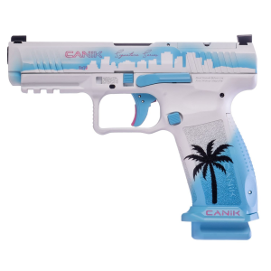 Canik HG7610N Mete SFT 9mm Luger 18+1/20+1 4.46 in Black Miami Days Optic Ready/Serrated Slide Miami Days Synthetic Frame w/Picatinny Rail