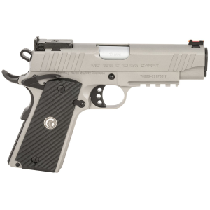 Girsan 390615 MC1911 C Carry Frame 10mm Auto 9+1, 4.40 Stainless Steel Barrel, Matte Stainless Steel Serrated Slide & Frame w/Beavertail & Pic Rail, Laminate Grip, Ambi, Pistol