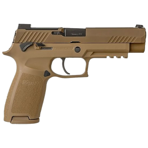 Sig Sauer 320F9M17MS10 P320 M17 Full Size 9mm Luger 10+1, 4.70 in Black Carbon Steel Barrel, Coyote PVD Serrated Stainless Steel Slide & Frame w/Beavertail & Picatinny Rail, Coyote Polymer Grip, Pistol