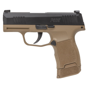 Sig Sauer P365, TALO, Tacpac, Striker Fired, Semi-auto Polymer Frame Sub-Compact, 9MM, 3.1 in Barrel, Black Slide, Coyote Frame, Optic Ready, XRAY3 Night Sights, Ambi IWB/OWB Holster, 3 Mags, (2) 12-Round and (1) 15-Round 365-9-RTXR3P-C-TACPAC