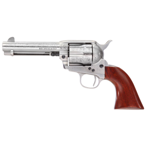 Taylors & Company 550928 1873 Cattleman 357 Mag Caliber with 4.75 in Barrel, 6rd Capacity Cylinder, Overall White Floral Engraved Finish Steel & Walnut Grip , Revolver