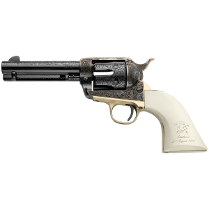Pietta GW357DMH434NMAE Great Western II Deadman's Hand 357 Mag 6rd 4.75 Blued Octagon Steel Barrel & Cylinder, Color Case Hardened Steel Frame, White Poly w/Aces & Eights Grip, Exposed Hammer, Revolver