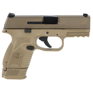 FN 66100818 509C Compact Frame 9mm Luger 15+1/12+1, 3.70 Black Steel BBL, FDE PVD Serr Stainless Slide & Polymer Frame w/Pic Rail, FDE Interchangeable Backstrap Grip, Ambidextrous,Pistol