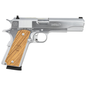 TriStar 85602 American Classic Government 1911 45 ACP 8+1, 5 in Stainless Steel Barrel, Chrome Serrated Steel Slide, Chrome Steel Frame w/Beavertail, Wood Grip, Pistol