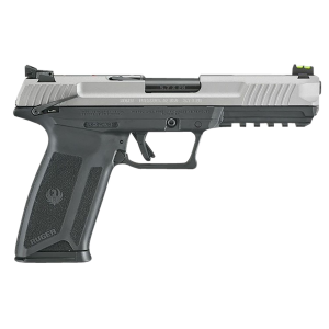 Ruger 16408 Ruger-5.7 Exclusive Finish 5.7x28mm 20+1 4.94 Black Nitride Steel Barrel, Savage Cerakote Serrated Steel Slide, Black Poly Frame w/Pic Rail, Black Poly Grip, Right Hand, Pistol