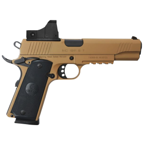 Girsan 390065 MC1911 S 45 ACP 5 in 8+1 Dark Earth Frame/Slide Checkered Black Polymer Grips Includes Red Dot