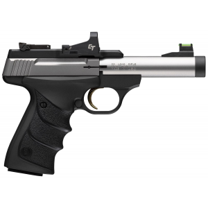 Browning 051595490 Buck Mark Micro Bull SR w/Red Dot 22 LR 10+1 4 in Matte Stainless Threaded Bull Barrel, Optic Ready/Serrated Slide, Matte Black Aluminum Frame w/Picatinny Rail, Crimson Trace Red Dot