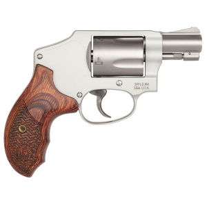 Smith & Wesson 170348 Model 642 Performance Center Enhanced Action 38 S&W Spl +P 5 Shot 1.88 in Stainless Steel Barrel/Cylinder, Matte Silver Aluminum Alloy J-Frame, Concealed Hammer, Custom Wood Grip, Internal Lock , Revolver