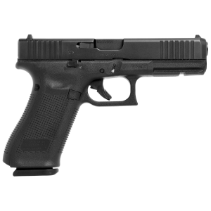Glock UM1750333 G17 Gen5 9mm Luger 4.49 in 17+1 Black nDLC Steel w|Front Serrations Slide Black Rough Texture Interchangeable Backstraps Grip AmeriGlo Night Sights