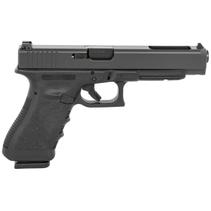 Glock UI3430103 G34 Gen3 Competition 9mm Luger 17+1 5.31 in Black Polygonal, Rifled Barrel, Matte Black Serrated/Long Slide, Black Polymer Frame w/Picatinny Rail, Black Textured Finger Grooved Polymer Grip, Right Hand, USA Made, Pistol