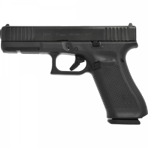 Glock G17517MOSUS G17 Gen5 MOS 9mm Luger 4.49 in 17+1 Overall Black Finish with nDLC Steel with Front Serrations & MOS Cuts Slide, Rough Texture Interchangeable Backstraps Grip & Fixed Sights (US Made) - Glock