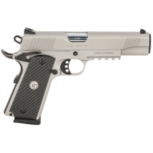 Girsan 390556 MC1911 S Full Size Frame 45 ACP 8+1 5 Stainless Steel Barrel, Matte Stainless Steel Serrated Slide, Stainless w/Black Controls Steel Frame w/Beavertail & Pic Rail, Ambi, Pistol