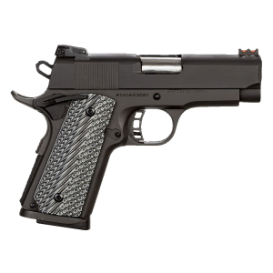 Rock Island 51479 Rock Ultra CS 45 ACP Caliber with 3.50 in Barrel, 7+1 Capacity, Overall Black Parkerized Finish Steel, Beavertail Frame, Serrated Slide & Black/Gray G10 Grip, Pistol - Armscor Firearms