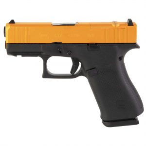 Glock 43X, M.O.S, Semi-auto, Striker Fired, Sub-Compact, 9MM, 3.41 in Barrel, Cerakote Finish, Carolina Gold Slide With Black Frame, 10 Rounds, 2 Mags PX4350204FRMOS-CGS