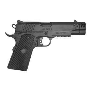 Girsan 390076 MC1911 C Carry Frame 45 ACP 9+1, 4.40 in Black Compensated Barrel, Black Serrated Slide & Frame w/Beavertail & Picatinny Rail, Black Checkered Polymer Grip, Pistol