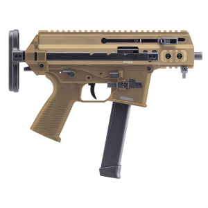 B&T APC9K, Semi-auto Rifle, SBR, 9MM, 4.3 in Barrel, Anodized Finish, Coyote Tan, Ambidextrous Safety, Telescoping Stock, Glock Mag Compatible, 1 Mag, 33 Rounds BT-361765-02-SBR-G-CT-TS